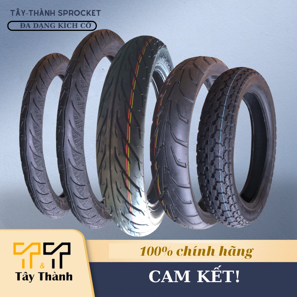 Lốp xe máy hàng nhập khẩu có đầy đủ thông số. Shop Tây Thành chuyên vỏ xe máy, nhông sên dĩa