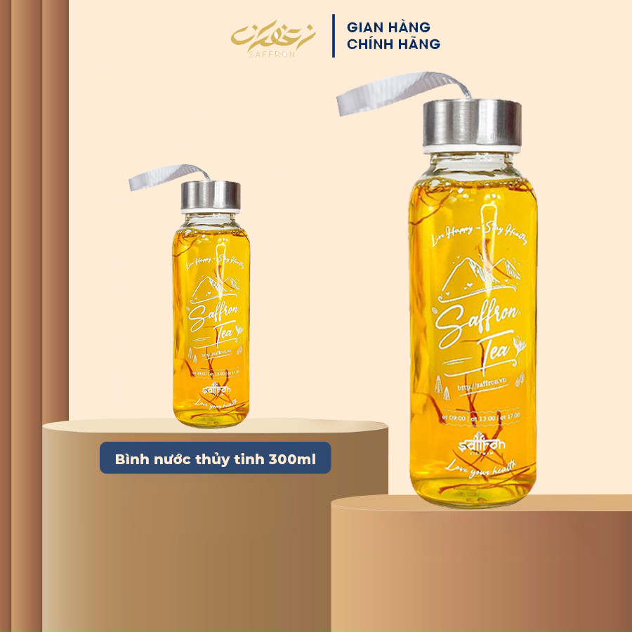 Set quà tặng Saffron Việt Nam gồm mât ong saffron ngâm với đông trùng hạ thảo + ly 450ml + lây mât+ tui