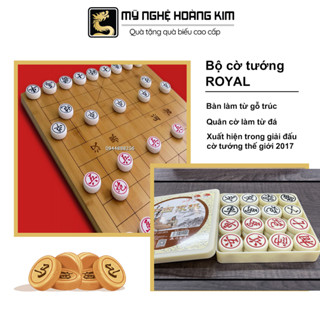 Trọn bộ cờ tướng bàn gỗ Trúc và quân cờ đá 50cm - Mỹ Nghệ Hoàng Kim