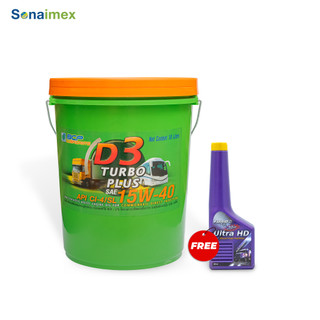 Dầu Nhớt Động Cơ Dầu D3 Turbo+ CI4/SL,15W40, Xô 18L BCP Thái Lan - Tặng Súc Béc Dầu ULTRA HD 200mL
