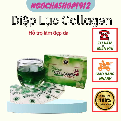 Diệp lục collagen gold chính hãng đào thải độc tố xóa mờ nám, tàn nhang, giảm mụn hộp 30 gói