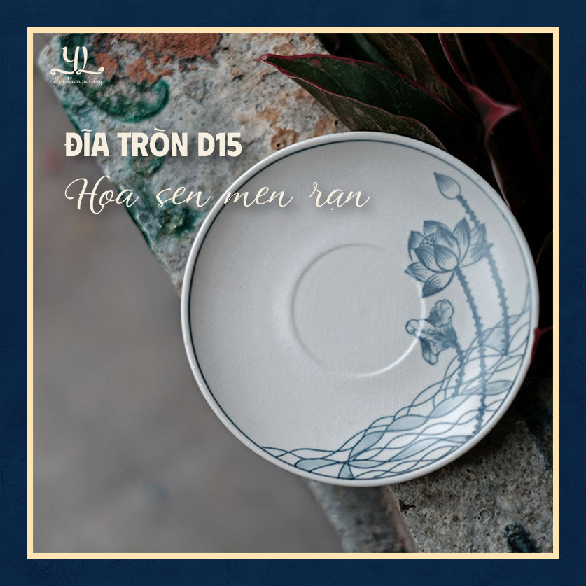 Đĩa Tròn Hoa Sen Men Rạn | Yên Lam Gốm | Chén Bát | Gốm Sứ | Nội Thất | Gia Dụng
