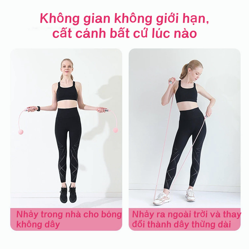 Dây nhảy thể lực đàn hồi,Dây nhảy không dây thể dục giảm cân có bóng đàn hồi,dây nhảy không dây có điều chỉnh tiếng ồn