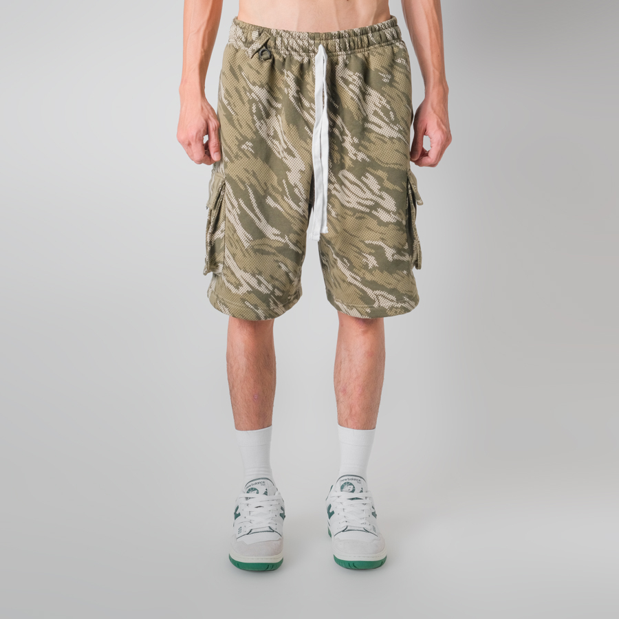 Quần Ngắn Short Túi Hôp Nỉ Ống Rộng Nam Unisex Nữ Cargo Pants Màu Xanh Camo Localbrand Xfire