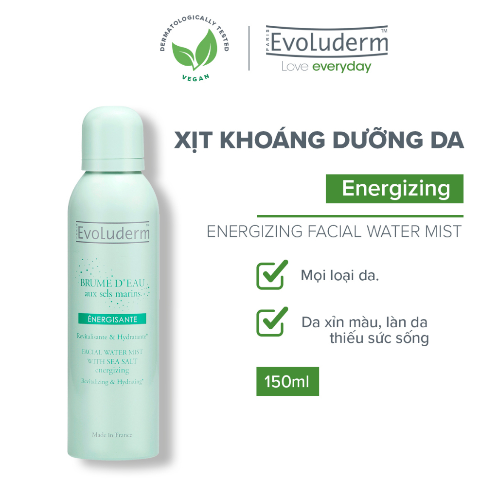 Xịt khoáng evoluderm sea salt chiết xuất từ muối biển sâu dưỡng ẩm,bổ sung khoáng chất trẻ hóa da 150ml