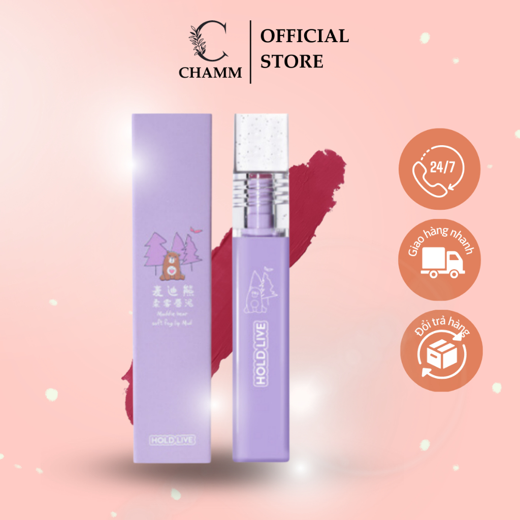 Son kem lì không trôi chính hãng Hold Live Maddie Bear mềm mịn lâu trôi Tím nội địa trung HL460