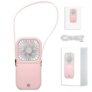 Quạt mini cầm tay - Quạt đeo cổ mini F20 tích hợp pin sạc dự phòng 3000mAh chống ồn, Để bàn gập gọn 3 mức gió siêu mát