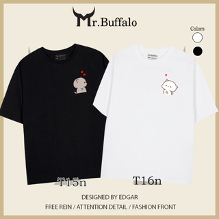 Áo đôi , áo thun cặp nam nữ tay lỡ unisex form rộng có bigsize vải cotton t15nt16n- mr.buffalo