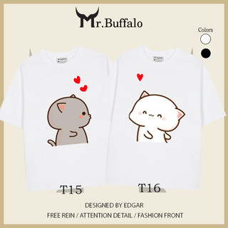 Áo thun cặp nam nữ tay lỡ Unisex form rộng có bigsize vải cotton T15T16- Mr.Buffalo