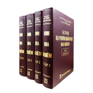 Sách kinh hoa nghiêm (đại phương quảng phật hoa nghiêm) (bộ 4 tập, bìa da, gáy tròn)