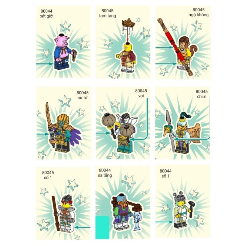 Xếp hình lego nhân vật set 80044 và 80045