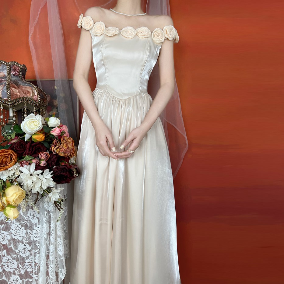 Đầm Voan Tơ Đi Tiệc tiểu thư Dáng Dài - Váy công chúa Cổ Hoa Hồng Đi Biển Order Taobao VD042 CÓ ẢNH THẬT