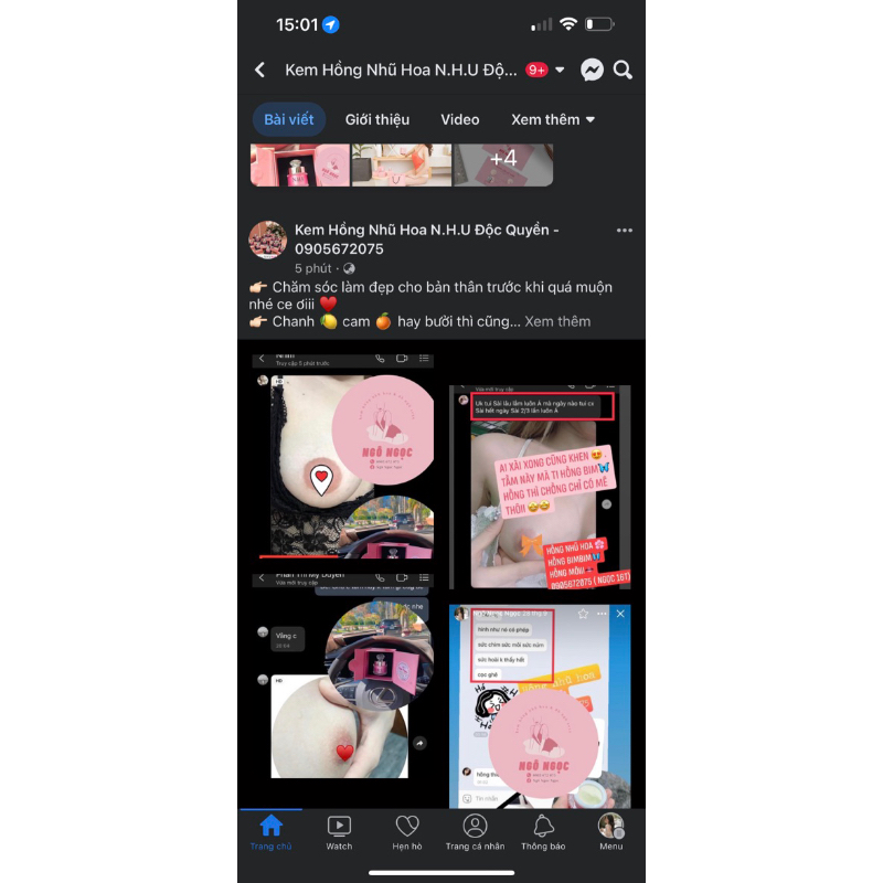 Kem Hồng Nhũ Hoa N.H.U chính hãng   . Hồng Môi Hồng bikini