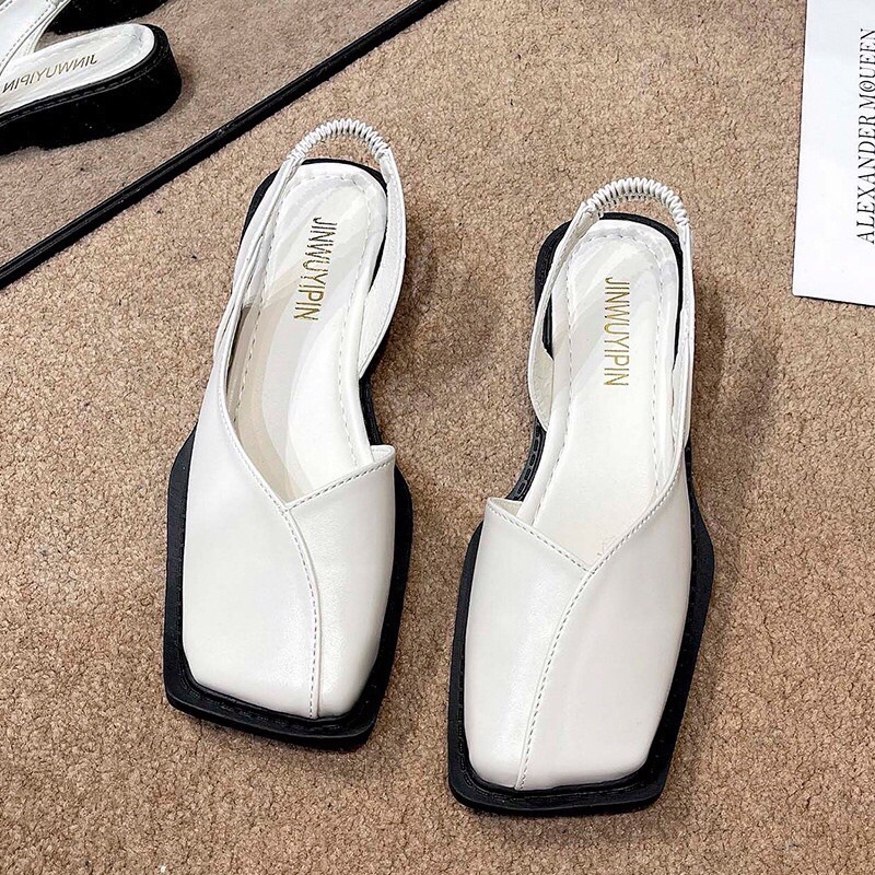 Sandal nữ bít mũi hở gót kiểu dáng hàn quốc mũi vuông