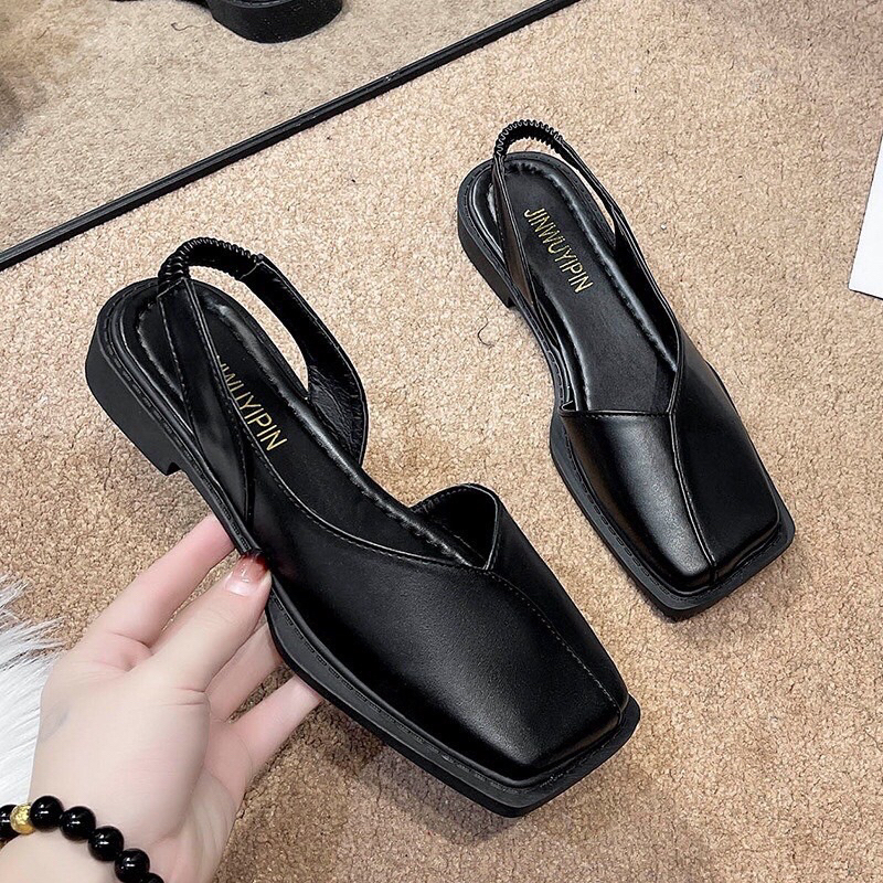 Sandal nữ bít mũi hở gót kiểu dáng hàn quốc mũi vuông