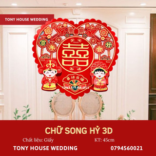 CHỮ SONG HỶ NHUNG 3D HOẠ TIẾT SIÊU SANG TRỌNG – tặng kèm keo