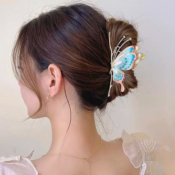 【coffeemate】⚡Kẹp tóc Haimeikang kim loại hình bướm phong cách retro cho nữ