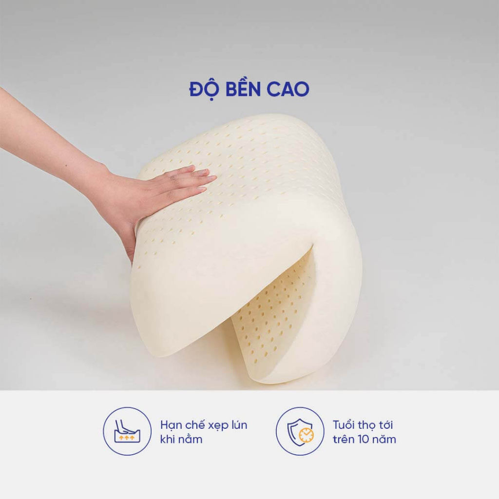 Gối cao su thiên nhiên 100% Kim Cương Nơ 40x55cm đàn hồi nâng đỡ vai gáy êm ái phân phối bởi Vua Nệm