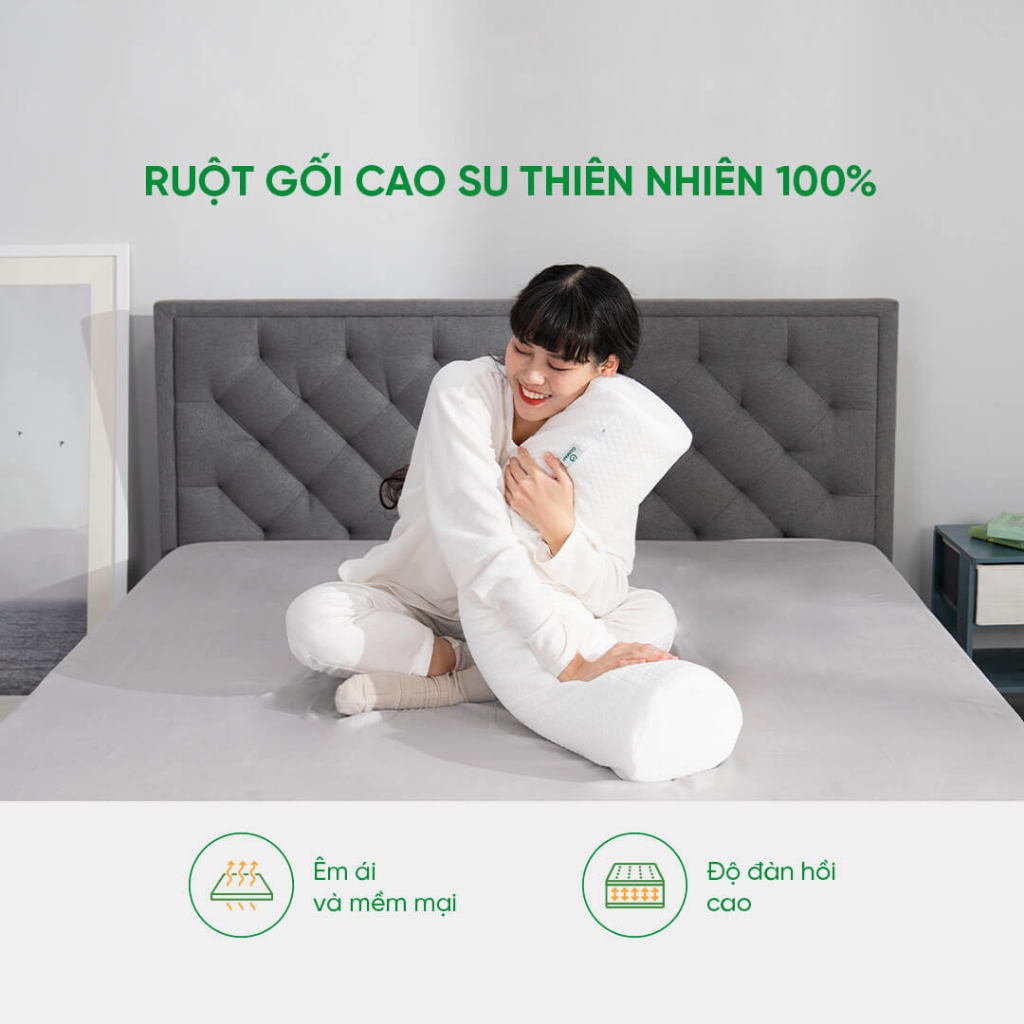 Gối ôm cao su thiên nhiên Gummi Body 20x100cm kháng khuẩn khử mùi phân phối bởi Vua Nệm