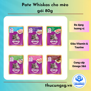 Pate cho mèo Whiskas gói 80gr (New),thức ăn cho mèo con và mèo lớn