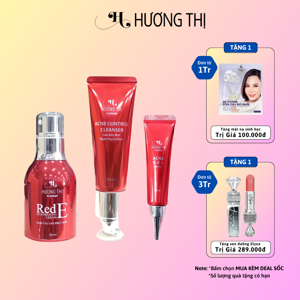 Bộ hỗ trợ ngăn ngừa mụn từ siêu Vitamin E Đỏ Red E Solution Hương Thị