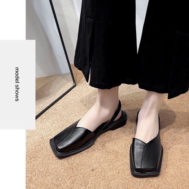 Sandal nữ bít mũi hở gót kiểu dáng hàn quốc mũi vuông