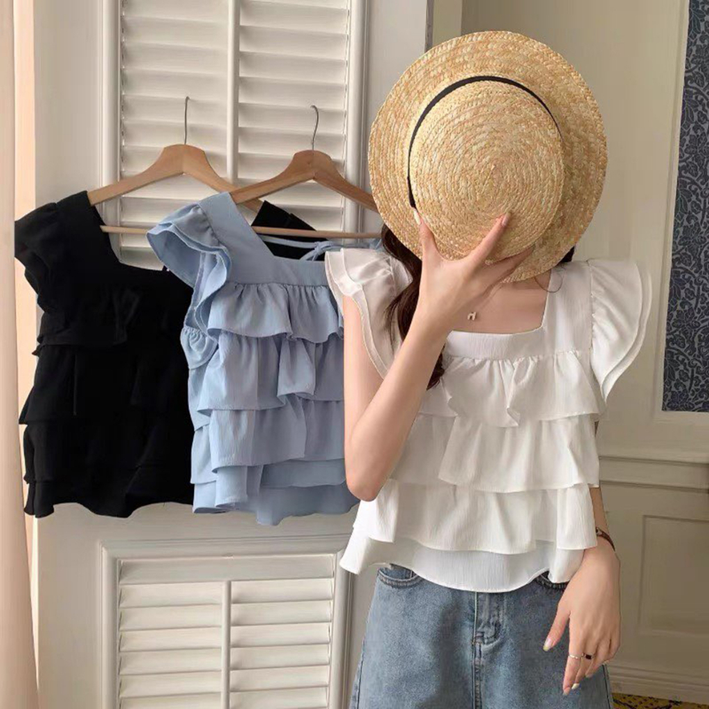 Áo Sơ Mi Tay Bèo Nữ Lamo Design Áo SơMi Tiểu Thư Xếp 4 Tầng Xinh Chất Liệu Vải Thời Trang Cao Cấp B974