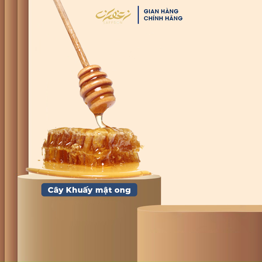Set quà tặng Saffron Việt Nam gồm mât ong saffron ngâm với đông trùng hạ thảo + ly 450ml + lây mât+ tui
