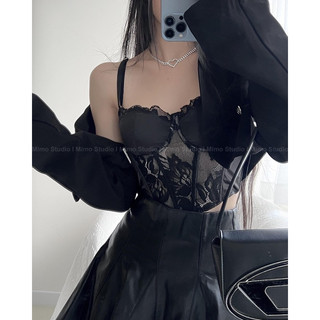 CHÂN VÁY DA DÁNG XOÈ CÓ QUẦN TRONG- ÁO KHOÁC ĐEN LỬNG - BRA CORSET