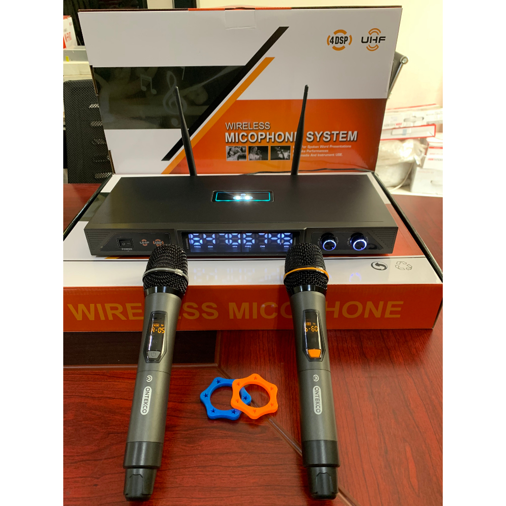 Micro không dây ONTEKCO MF333/MF334/MF338 cao cấp đa năng đầu thu 2 anten, chống hú +hút âm tốt, phù hợp loa kéo, amply