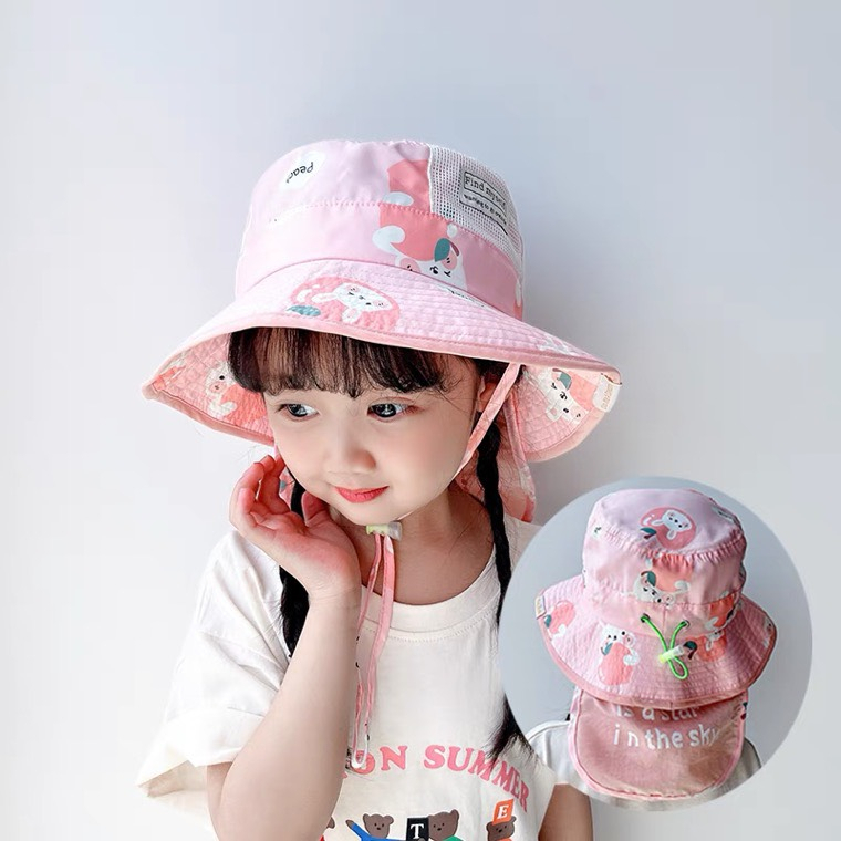 Mũ tai bèo che gáy chống nắng họa tiết dễ thương cho bé từ 2 đến 5 tuổi
