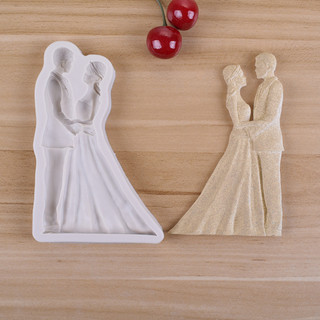 Khuôn silicon Cô Dâu Chú Rể 10x7cm làm bánh rau câu 3D 4D nhấn xôi