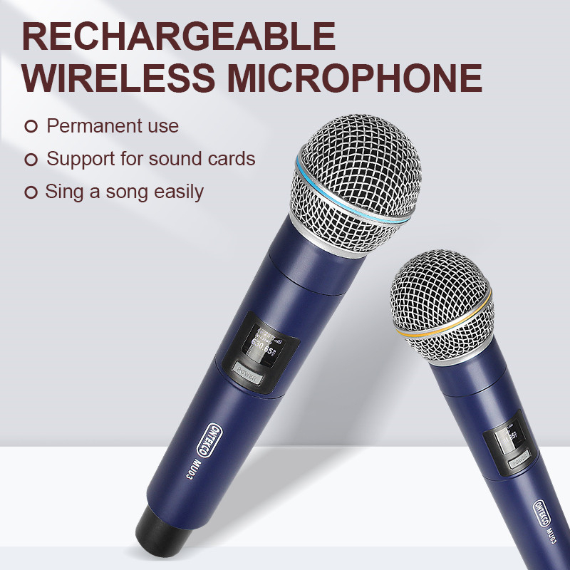 Micro hát karaoke pin sạc ONTEKCO MU03 không dây - sạc ngay trên tay micro phù hợp mọi loa kéo, amply gia đình