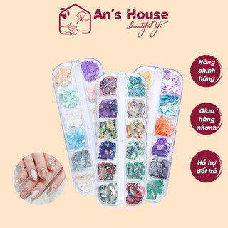 Set xà cừ nail hộp 12 màu, xà cừ vân đá, xà cừ nail ngọc trai
