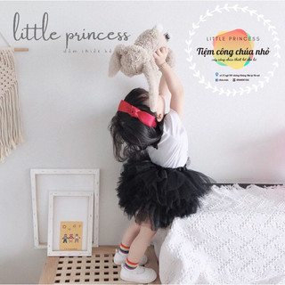 Chân váy tutu ngắn phối lưới màu trơn thời trang mùa hè cho bé gái