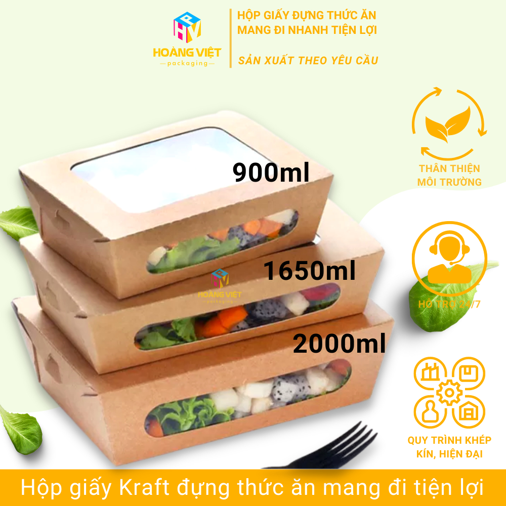 Hộp Đựng Thực Phẩm Giấy Kraft, Giấy Ivory Dùng Để Giao Hàng - Hộp Giấy Đựng Thức Ăn, Hộp Đựng Cơm Lợi Ích Giảm Chi Phí
