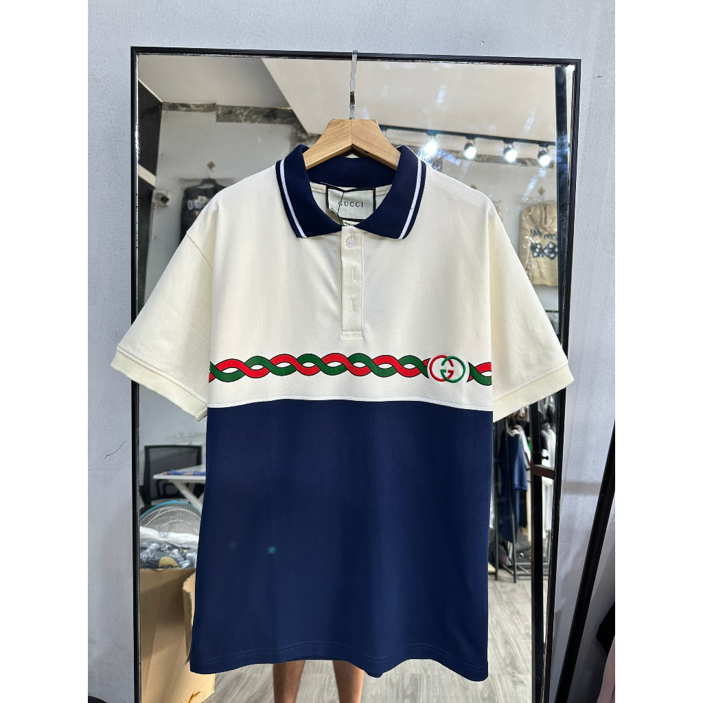 Áo polo GC thêu phối màu kết hợp giới tính thời thượng Áo polo GC thêu giới tính mới nhất