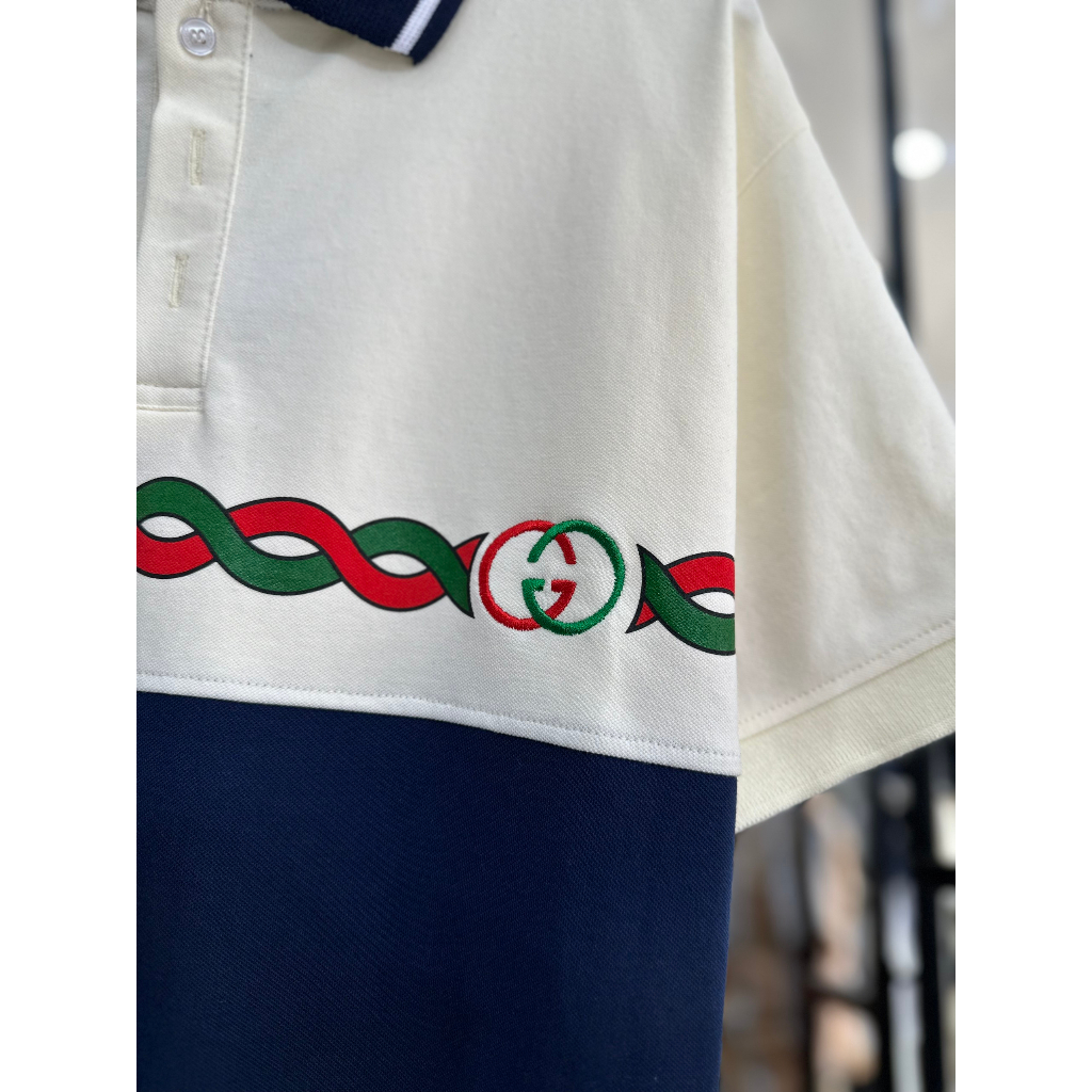 Áo polo GC thêu phối màu kết hợp giới tính thời thượng Áo polo GC thêu giới tính mới nhất