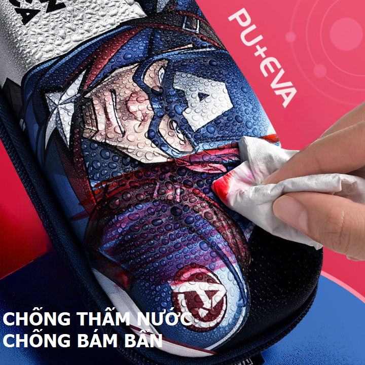 Hộp Bút Bé Trai Siêu Nhân Spiderman Caption 3D Nổi Chính Hãng Chống Nước Chống Bẩn