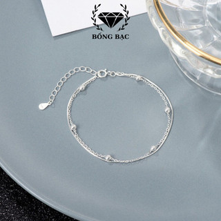 Lắc tay nữ hai dây dạng sợi mảnh đính hạt bạc chất liệu bạc Ý VT1009