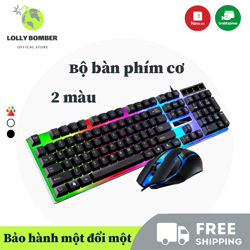 Bộ bàn phím & chuột,bàn phím giả cơ gaming G21 kèm chuột máy tính có dây với đèn LED 7 màu nhấp nháy
