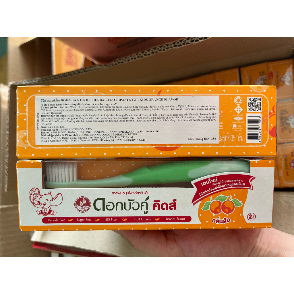 Chính hãng - Kem đánh răng trẻ em Dokbuaku Thái Lan hương trái cây  - Cho bé từ 2 tuổi