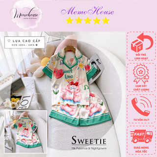 Đồ mặc nhà pijama lụa quần đùi freesize - hàng thiết kế cao cấp boo