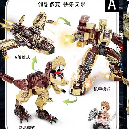 Đồ chơi lắp ráp khủng long biến hình người máy Robot, máy bay 595 PCS