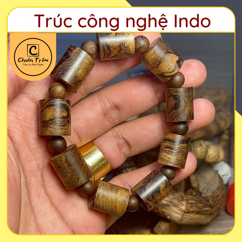 Vòng Tay Trầm Hương Trúc Công nghệ Indo Chuẩn Trầm 12li ngọt thanh, bao mùi vĩnh viễn