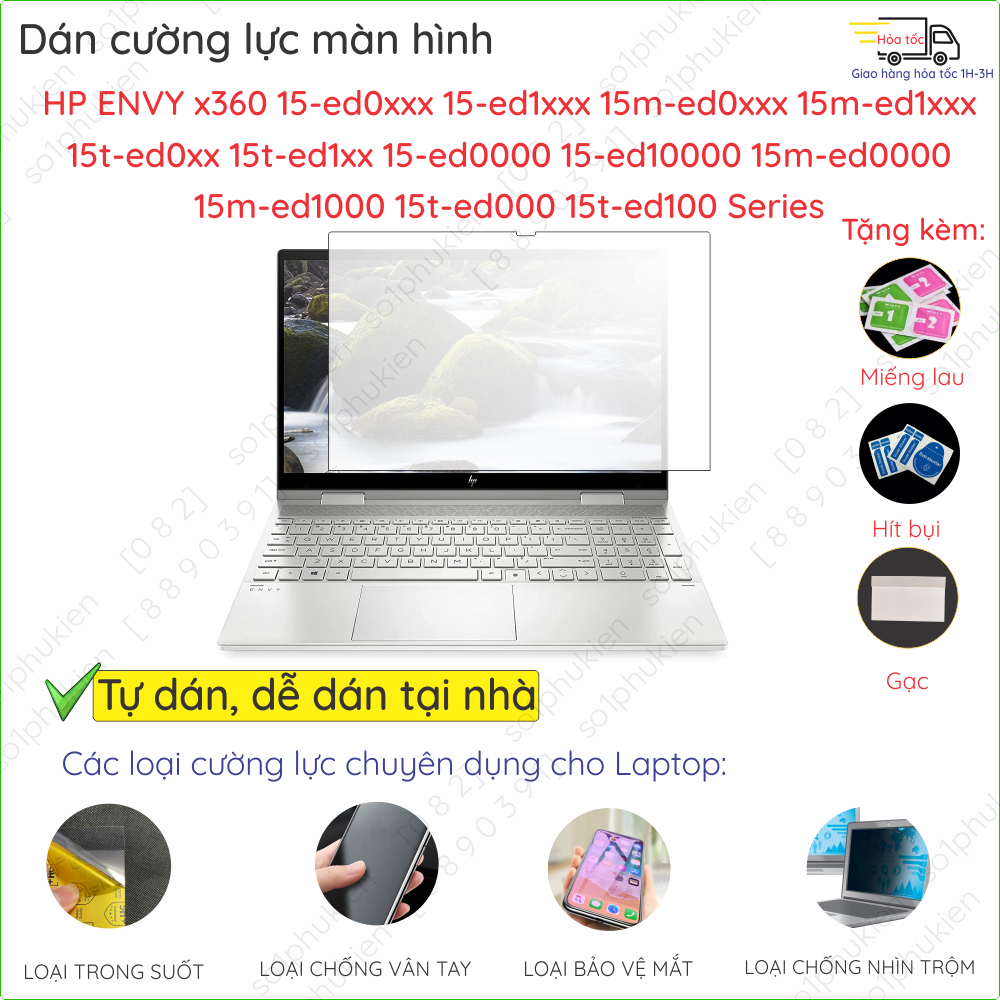 Dán màn hình cường lực laptop HP ENVY x360 15-ed, 15m-ed, 15t-ed, 15-ed0xxx, 15 15t 15m - ed1xxx, ed0xxxm, ed0000 Series