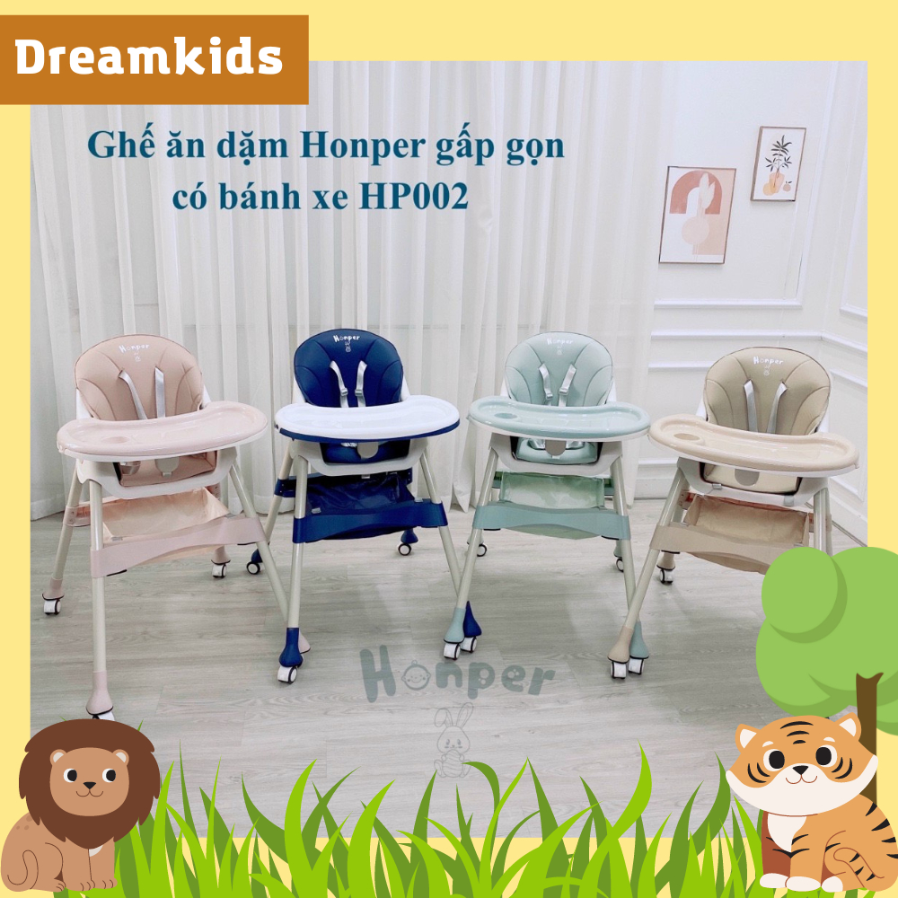 Ghế ăn dặm Honper cho bé điều chỉnh độ cao, ngả lưng 3 chế độ, có bánh xe, gấp gọn tiện lợi - BH 1 năm
