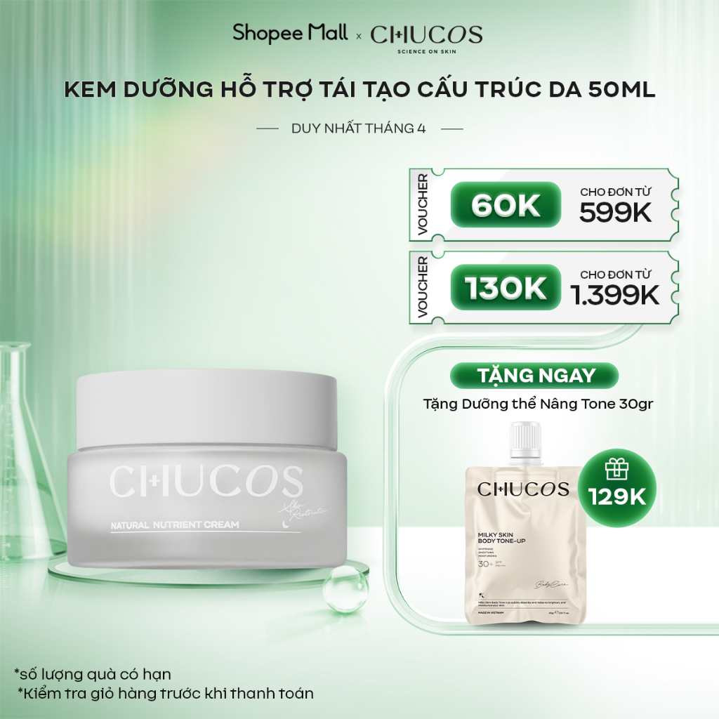 [Mã BMLTA35 giảm đến 35K đơn 99K] Kem dưỡng hỗ trợ tái tạo cấu trúc da Chucos Natural Nutrient Cream 50ml