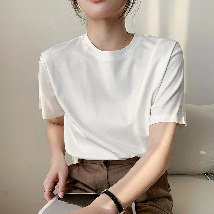 Áo Baby Tee Basic Ngắn Tay Chất Cotton - Áo Thun Nữ Trơn BLACK/WHITE Cổ Tròn Dáng Rộng Vừa Phải Gomtrend
