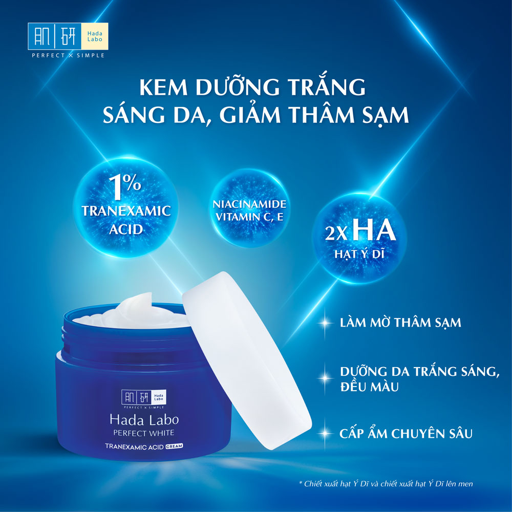 Kem dưỡng trắng da tối ưu Hada Labo Perfect White Tranexamic Acid Cream 50g